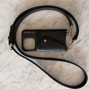 Bandolier Hailey Crossbody Black iPhone 15Pro Case with Gold Accents